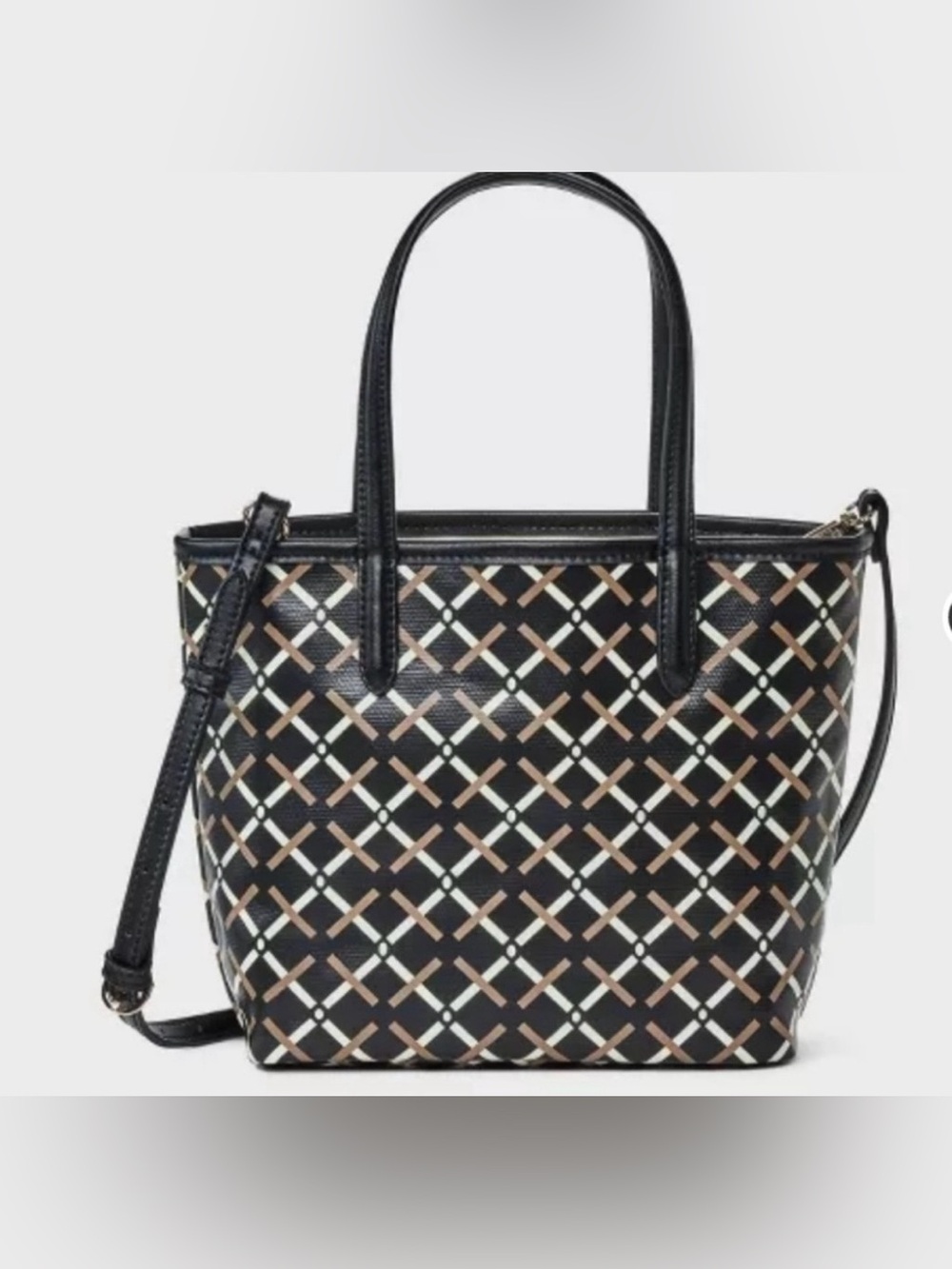Classic Geometric Print Tote Bag - Black a new day